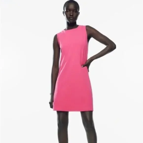 Zara Pink Halter Bodycon Mini Dress NWOT Size small - Picture 3 of 4